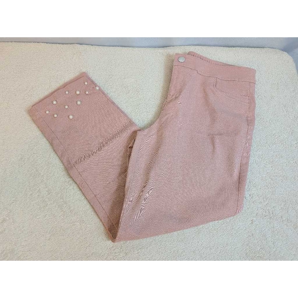 ATTYRE NEW YORK Pink Pearl Embellished Cropped Pants Women's Size 14